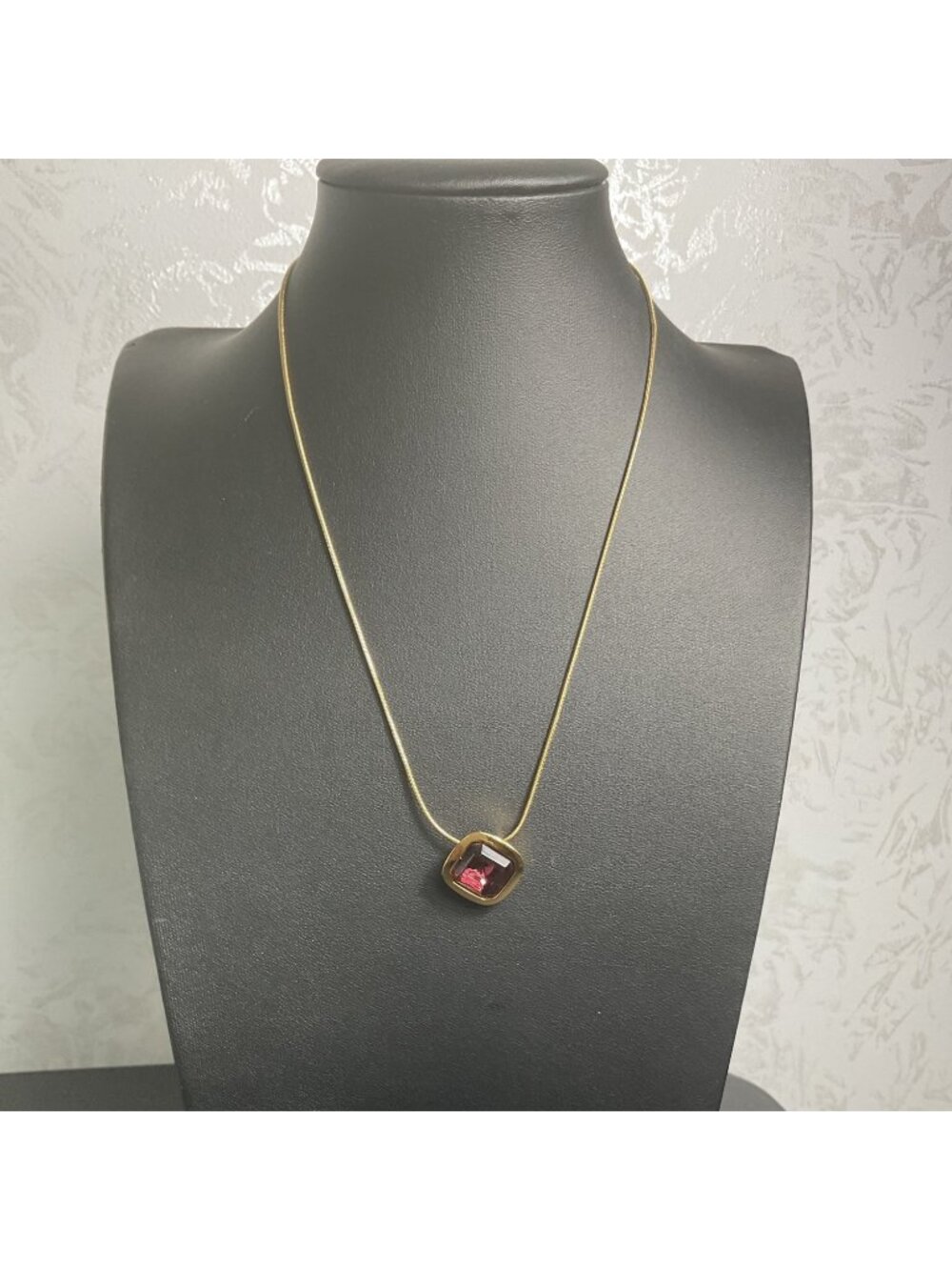 Gold Snake Chain Purple Cushion Cut Square Pendant Amethyst Gemstone Necklace